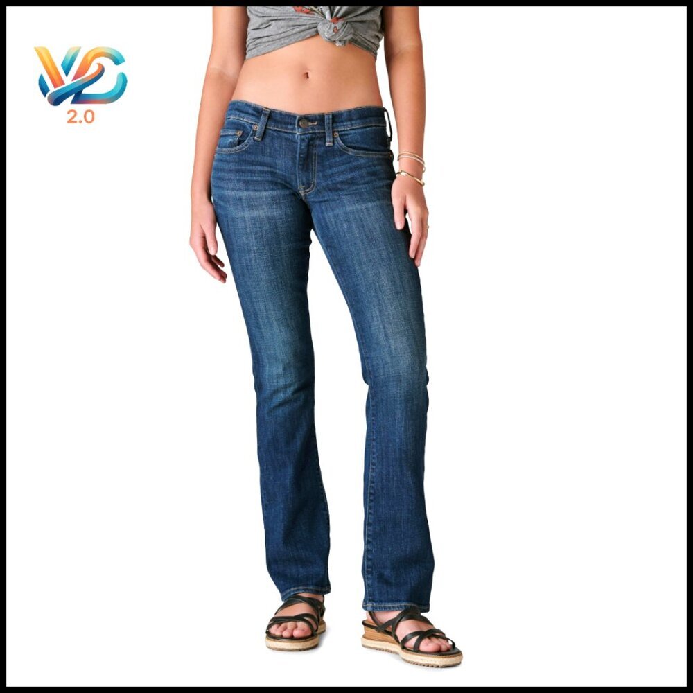 Mid‎ Rise Bootcut Jeans Classic Fit Denim Stretch Y2K Retro Style